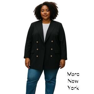 Marc New York Black Dark Academia Classic Double Breasted Blazer NWT Size 2X